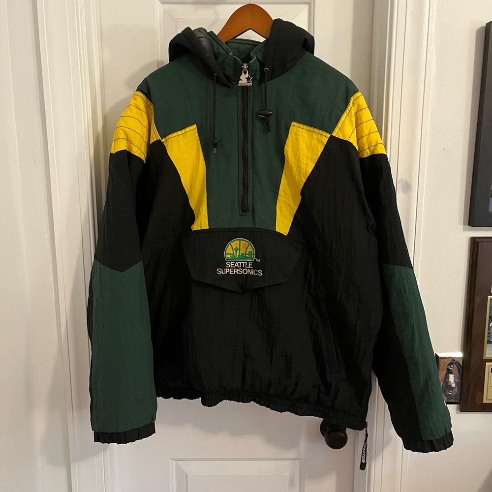 Vintage Seattle‎ SuperSonics 1/4 Zip Hooded Puffer